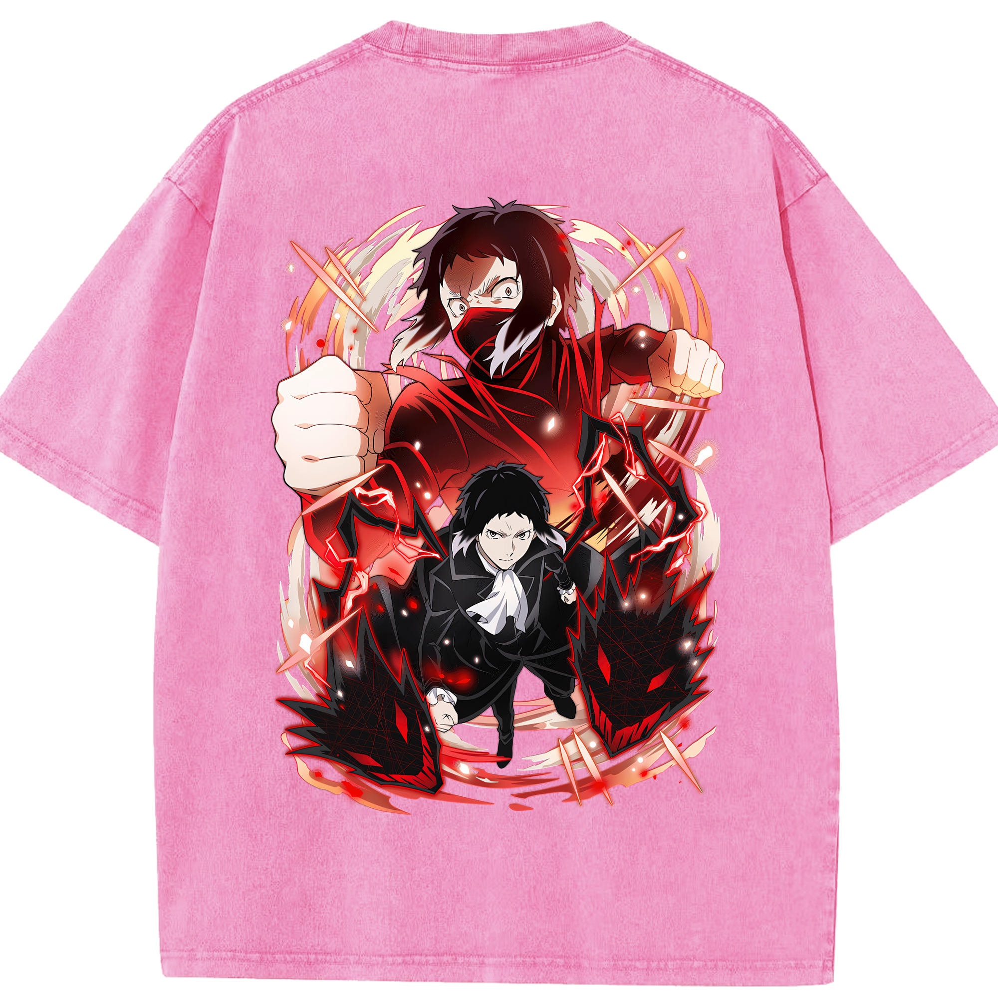 （画像用） 文豪ストレイドッグス Bungo Stray Dogs 綿100% ヴィンテージ風 半袖Tシャツ（背面プリント）